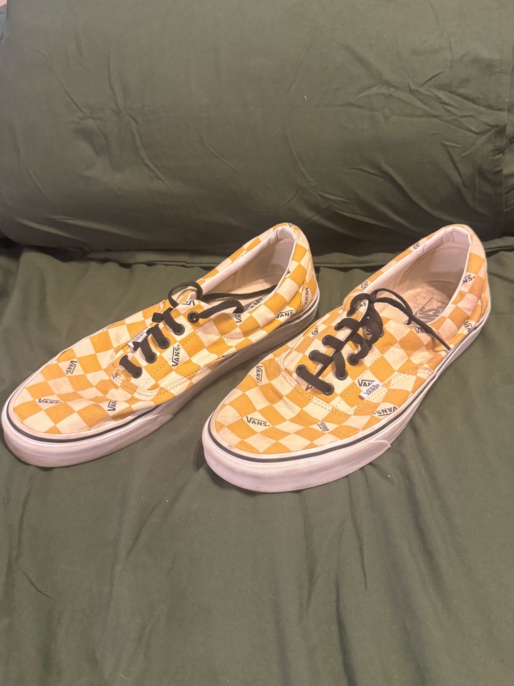 Vans Checkerboard Low-Top Sneakers in Yellow and White